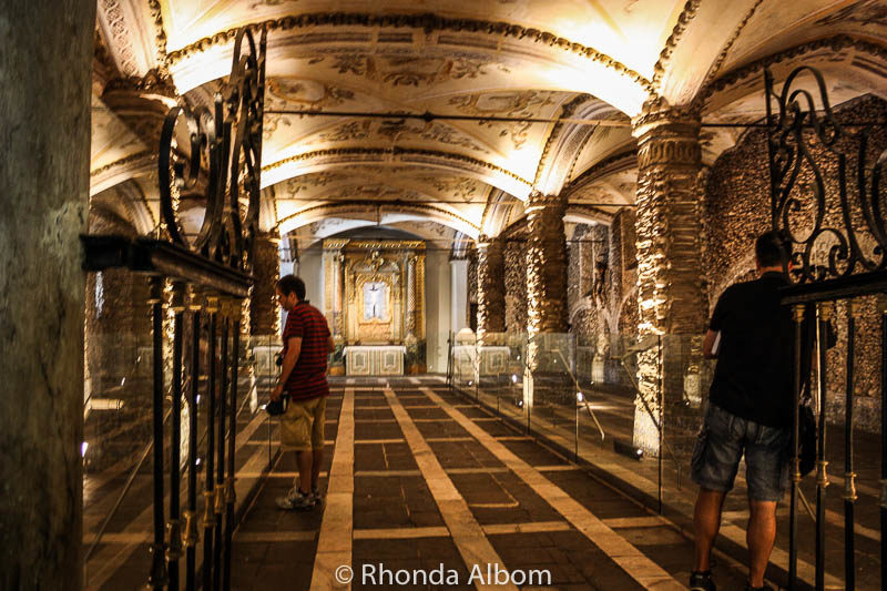 The entrance to the Chapel of Bones in Evora, Portugal