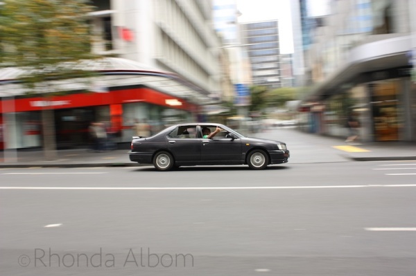 Traffic on Queen Street in Auckland New Zealand