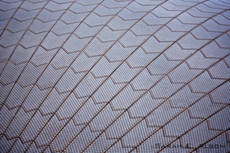 Sydney textures - to be specific, a close-up of the roof of the Sydney Opera House in Australia. Copyright Sarah E. Albom 2015; for more photos of Sydney, visit the blog