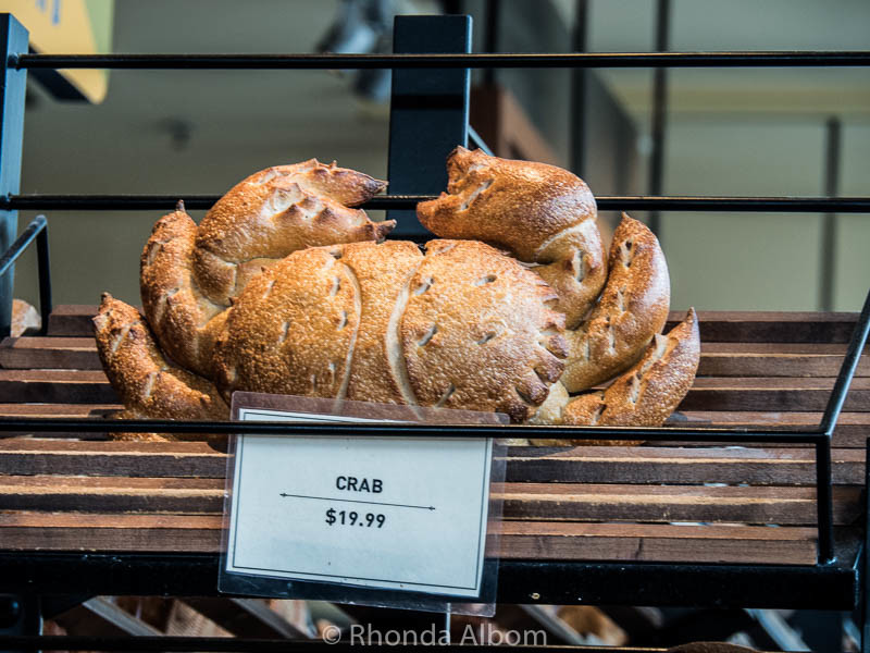 Crab shaped sourdough bread at Boudins Bakery in San Francisco