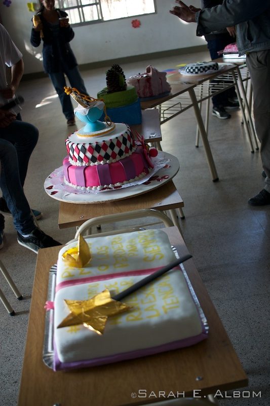Line of cakes waiting to be judged at the school spring party in Santa Fe, Argentina. Photo copyright ©Sarah 2016