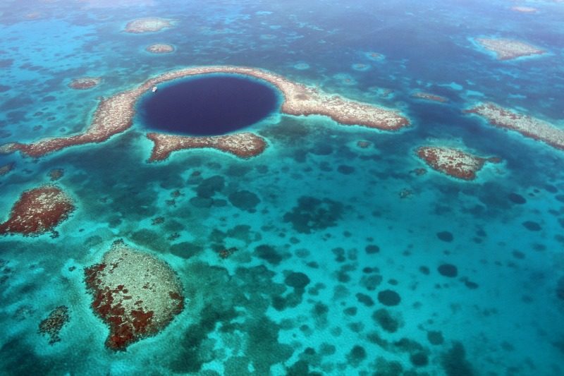 Belize Blue Hole seen from the air.