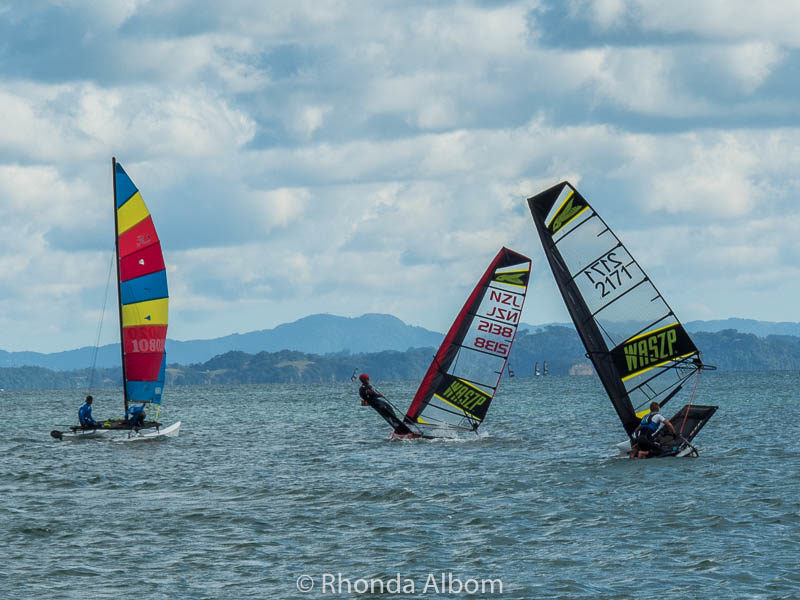 Small craft and flying boats sailing in New Zealand