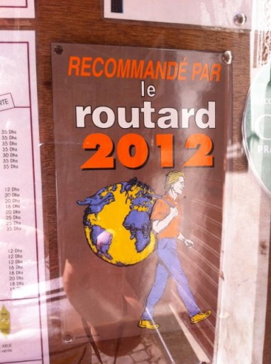 Funny backpackers sign in Morocco hotel for retards