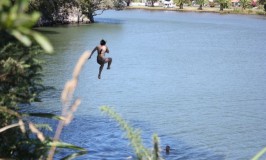 Jumping Into Haruru Falls, New Zealand