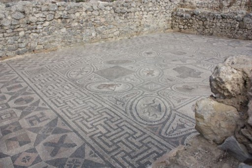 Floor mosaics in the ancient Roman ruins of Volubilis, Morocco Floor mosaics in the ancient Roman ruins of Volubilis, Morocco