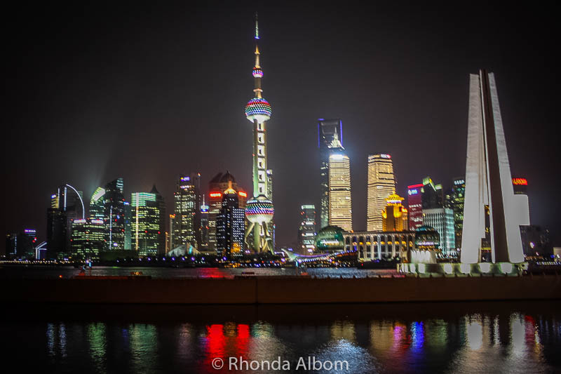 Shanghai China skyline at night