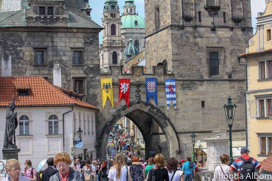 One end of the Charles Bridge in Prague Czech Republic