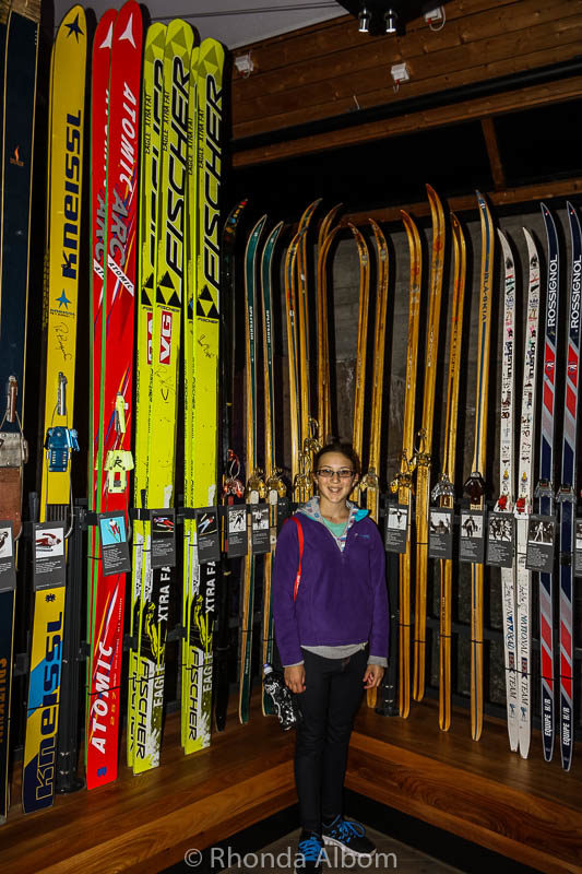 Jumping skis used in the past at Holmenkollen Ski Slope Museum in Oslo, Norway