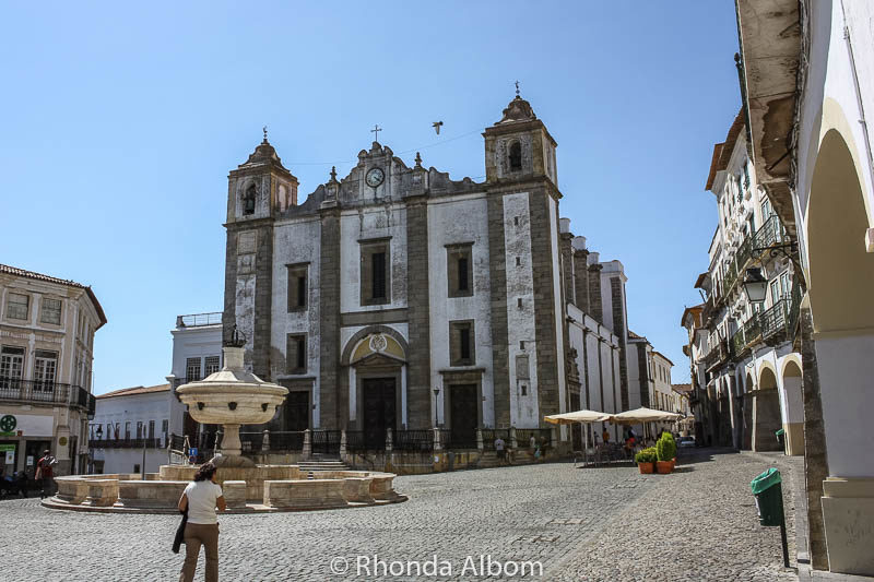 Giraldo Square and the Saint Anton's Church is the main square in Evora Portugal
