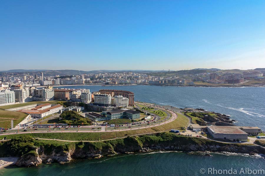 A view from the Tower of Hercules, the oldest working lighthouse in the world located in La Coruna, Spain