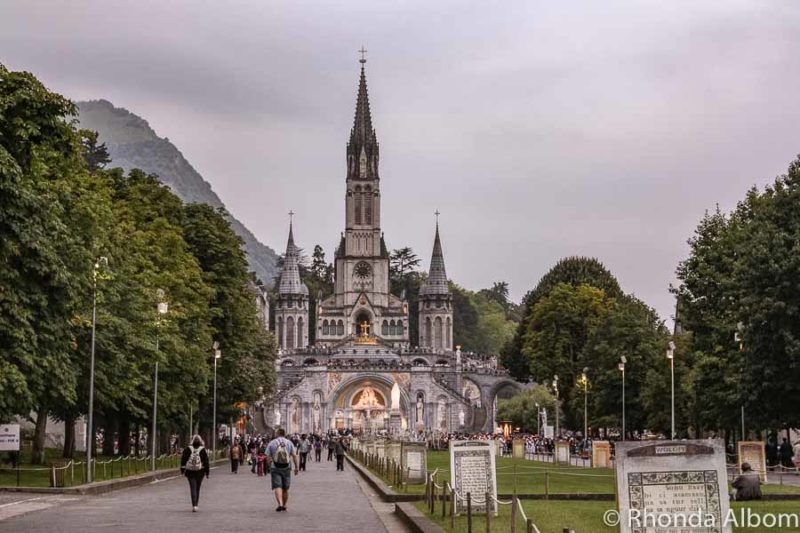 Long path leading to the Sanctuary of Our Lady of Lourdes in Lourdes France