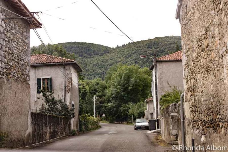 Stone buildings line the roads of Pouzac France