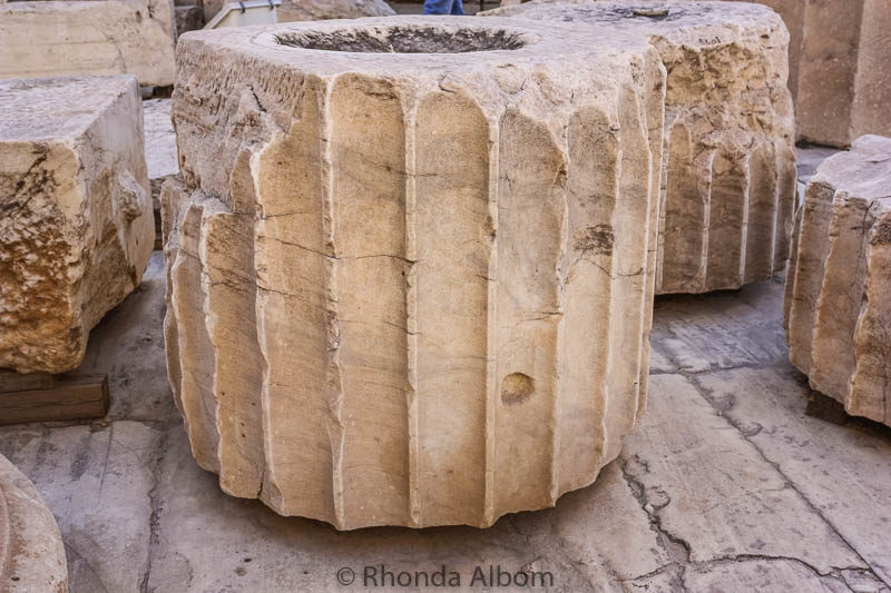 Section of a column at the Acropolis in Athens Greece