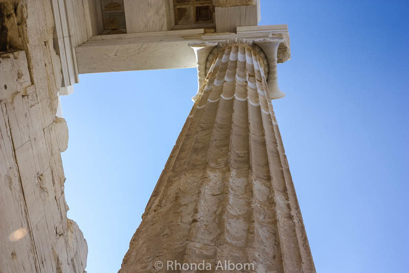 Column at the Acropolis in Athens Greece