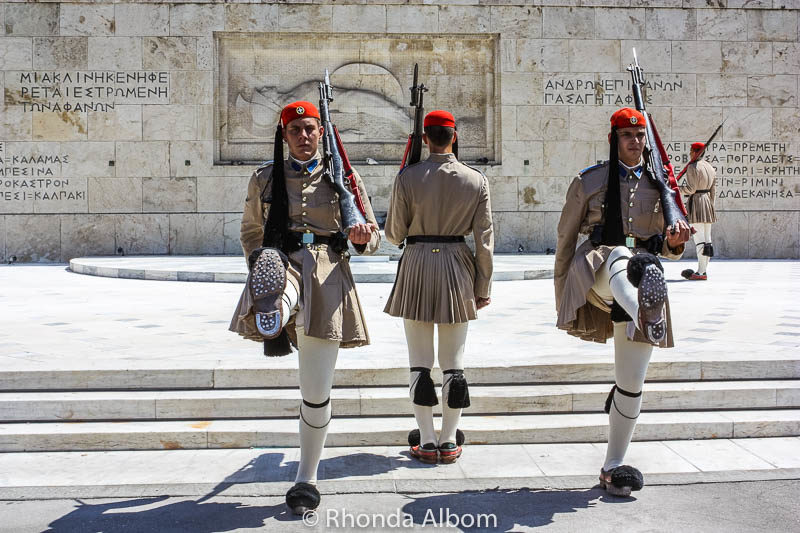 Greek parliament and changing of the guard at tomb of unknown solider.
