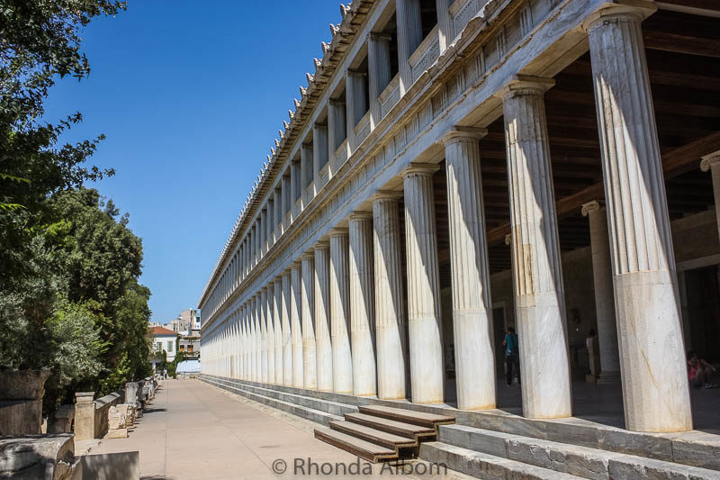 This is the Stoa of Attalos at the Agora in Athens Greece