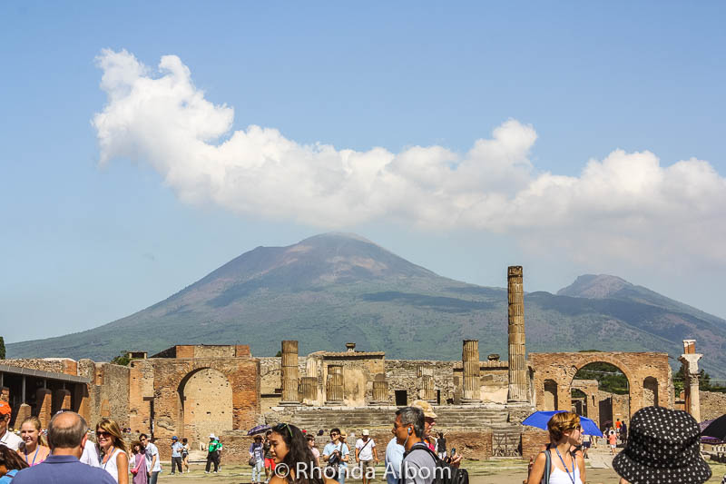 Mt Vesuvius behind Pompeii in Italy
