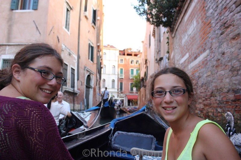 Enjoying a gondola in Venice Italy.