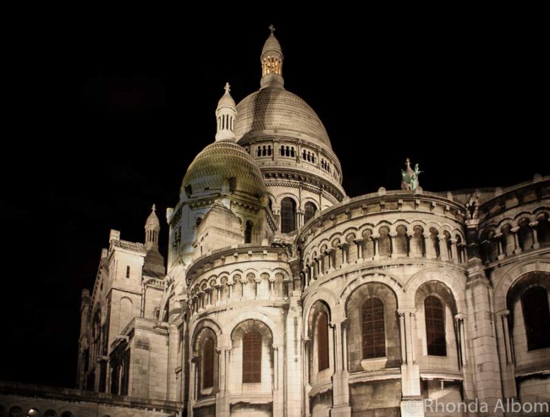 Night photography of Sacre-Coeur in Paris France