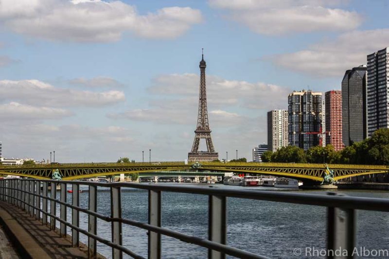 The Eiffel Tower seen from across the river gives the illusion of avoiding crowds in Paris