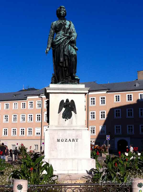 Statue of Mozart in Mozartplatz in Salzburg