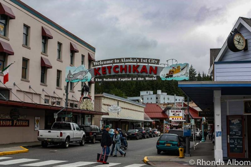 The historic Welcome to Ketchikan sign in Alaska
