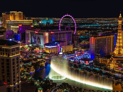 Night view of the city highlighting several fun things to do in Vegas besides gamble or party