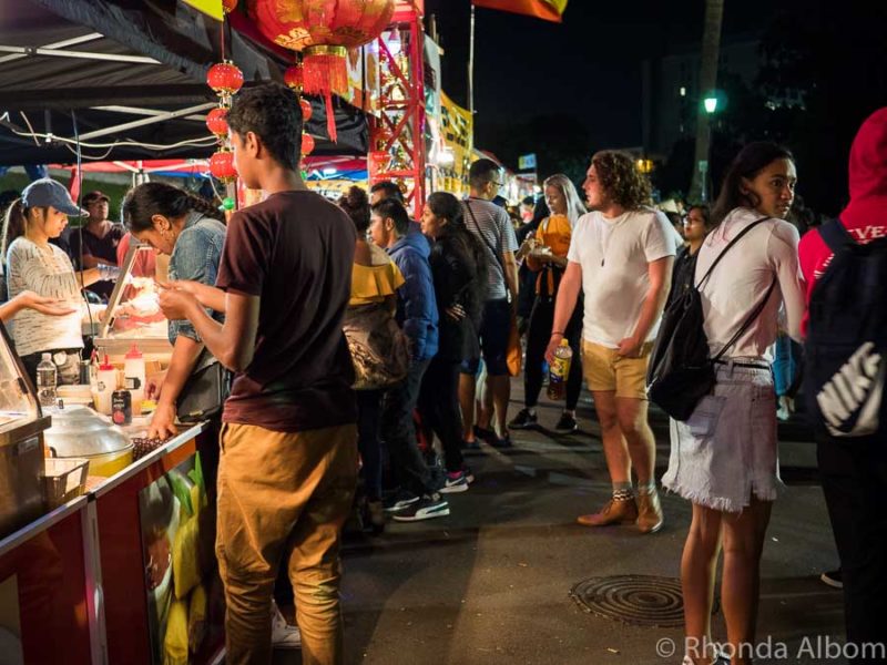 Crowds and food stalls in New Zealand