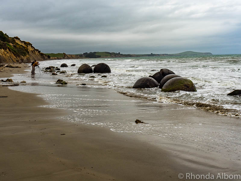 Moeraki Boulders at the turn of the tide on the South Island of New Zealand