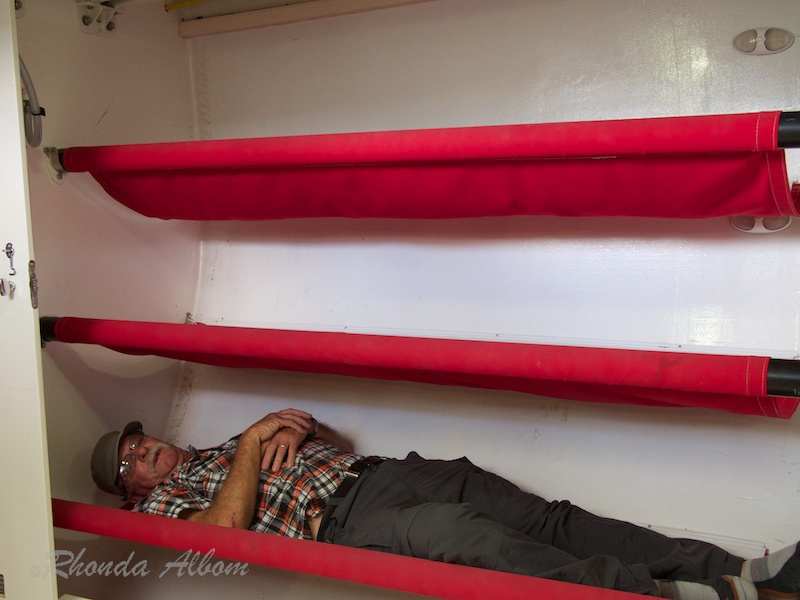 crew berths inside the racing vessel Steinlager 2 yacht