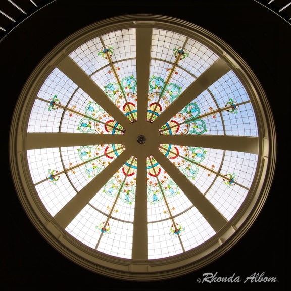 Stained glass dome in Britomart Transportation Center in Auckland