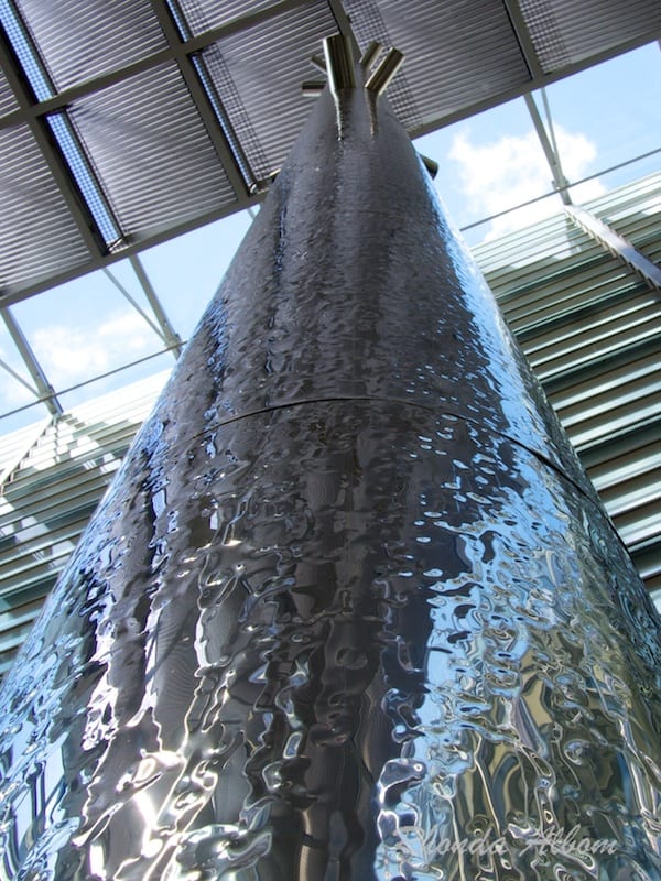 On of the stainless steel trees in the artwork "Trees" by Michael Parekowhai at Britomart in Auckland