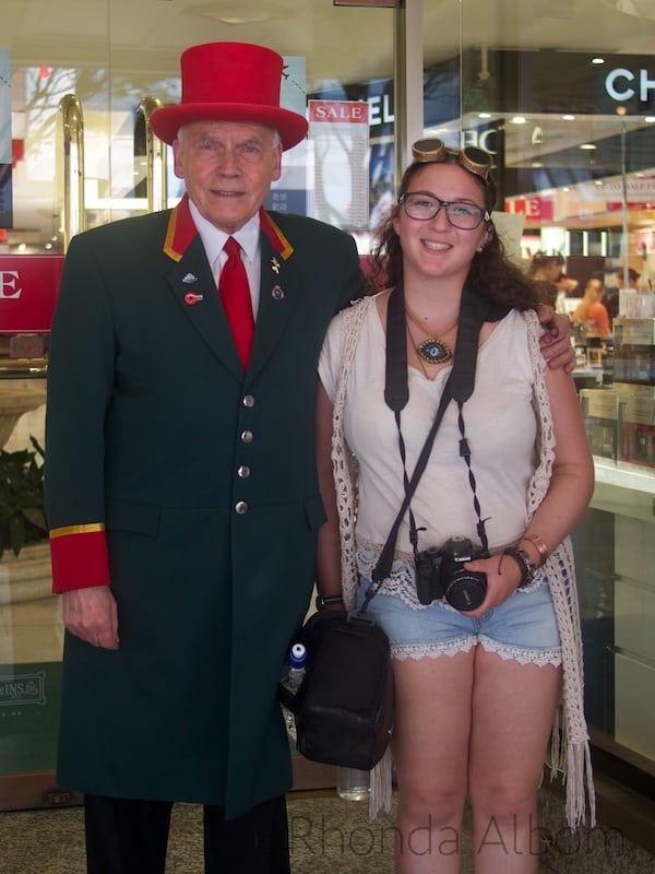 One of two department stores in Wellington, Kirkcaldie and Stains has a doorman with a red top hat