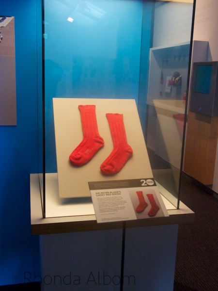 Sir Peter Blake's Red Socks in "Blue Water, Black Magic" Exhibit