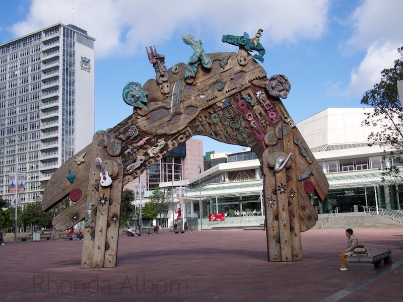 The Maori gate at the entrance to Aotea Square on Queen Street in Auckland New Zealand