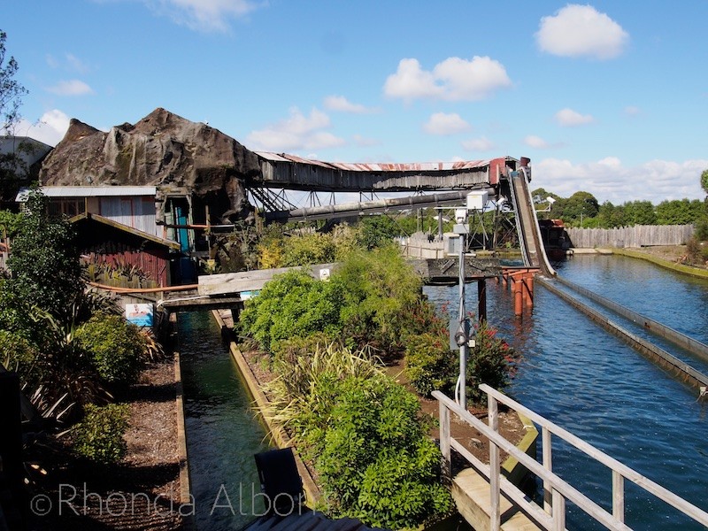 Log Flume Ride at Rainbow's End Theme Park in Auckland New Zealand
