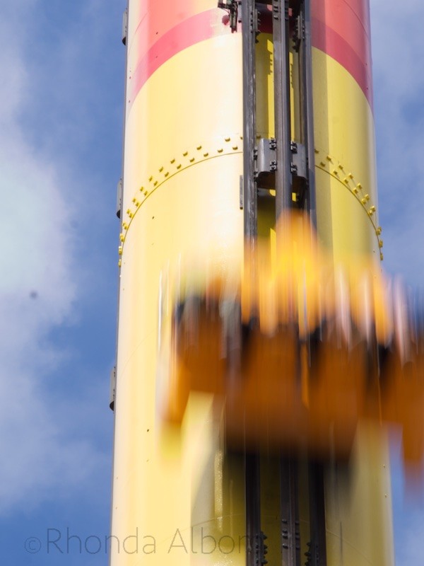 Fear Fall falling at Rainbow's End Theme Park in Auckland New Zealand