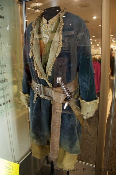 Bilbo Baggins costume in Wellington, New Zealand. It's even got sting! For more pictures about the Hobbit movie costumes trail check out the original article at Albom Adventures.
