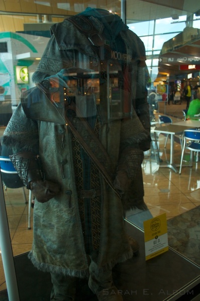Kili and scale model costumes at the airport in Wellington, New Zealand. He was the only costume we saw with a scale model, but maybe it was because it came up so often in the movies. If you want to see more Hobbit costumes check out the original article on Albom Adventures.