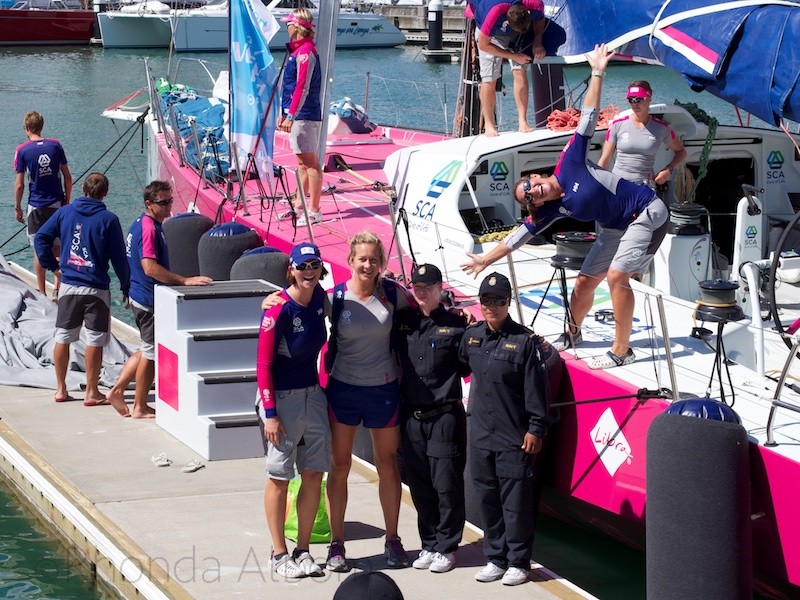 SCA crew getting ready for Pro-Am during the New Zealand stop over of the Volvo Ocean Race.
