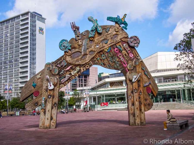 Queen Street Auckland: Self-Guided Walk Uncovers Quirky Facts 14 The Waharoa, a Maori gate, at the entrance to Aotea Square on Queen Street in Auckland New Zealand