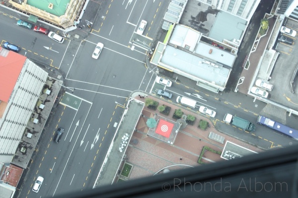 Looking straight down from the top of the Sky Tower, Auckland New Zealand
