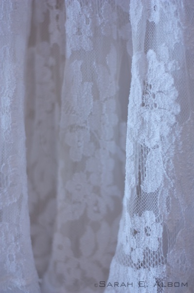 Vintage wedding dress at the Very Vintage Day Out, Alexandra Park Raceway, Auckland, New Zealand - Photograph copyright Sarah E. Albom 2015