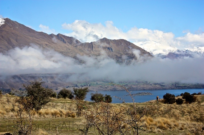 View of Lake Wanaka from Mount Iron in Wanaka New Zealand