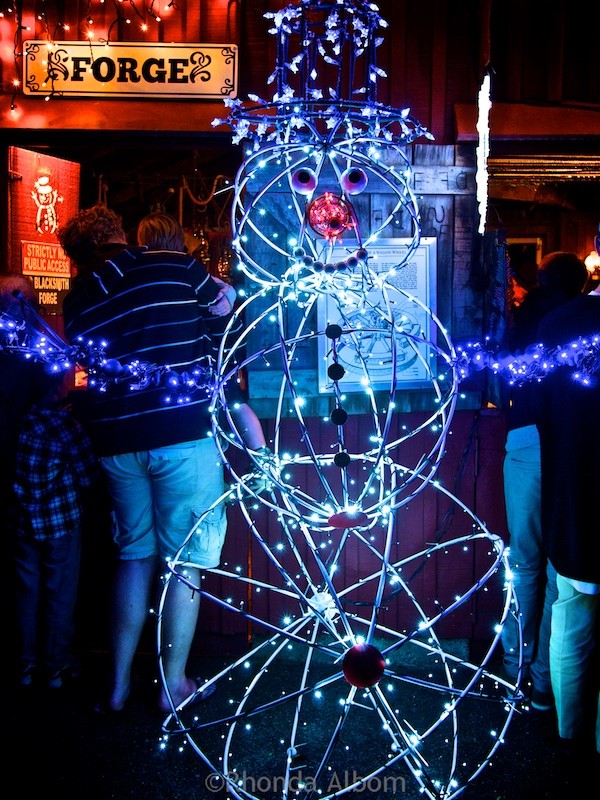 Snowman at MOTAT's Christmas lights display in Auckland New Zealand
