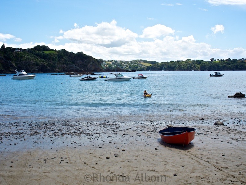 Sandy Bay is one of many Waiheke Island beaches near Auckland New Zealand