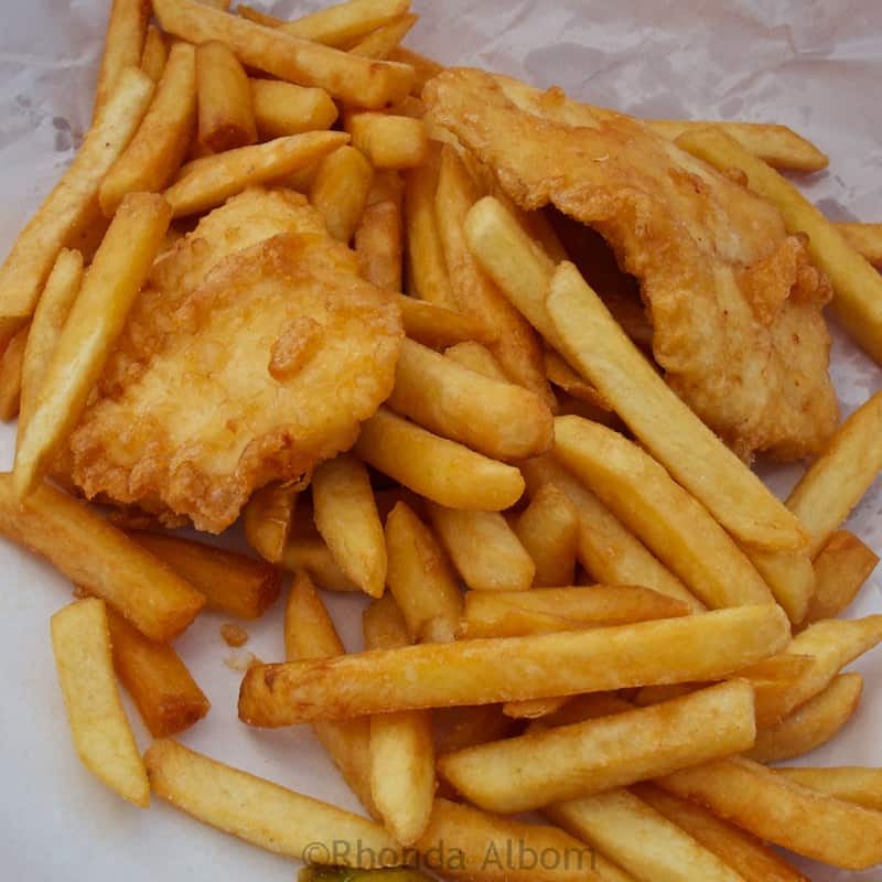 Fish and chips at the Mangonui Fish Shop, a landmark amongst the Far North restaurants in New Zealand.