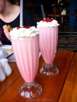 Organic strawberry milk shakes a the Pukeui Pacific Cafe - my favorite of the Far North restaurants in New Zealand