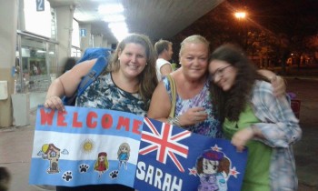 My new family welcoming me at the bus terminal.